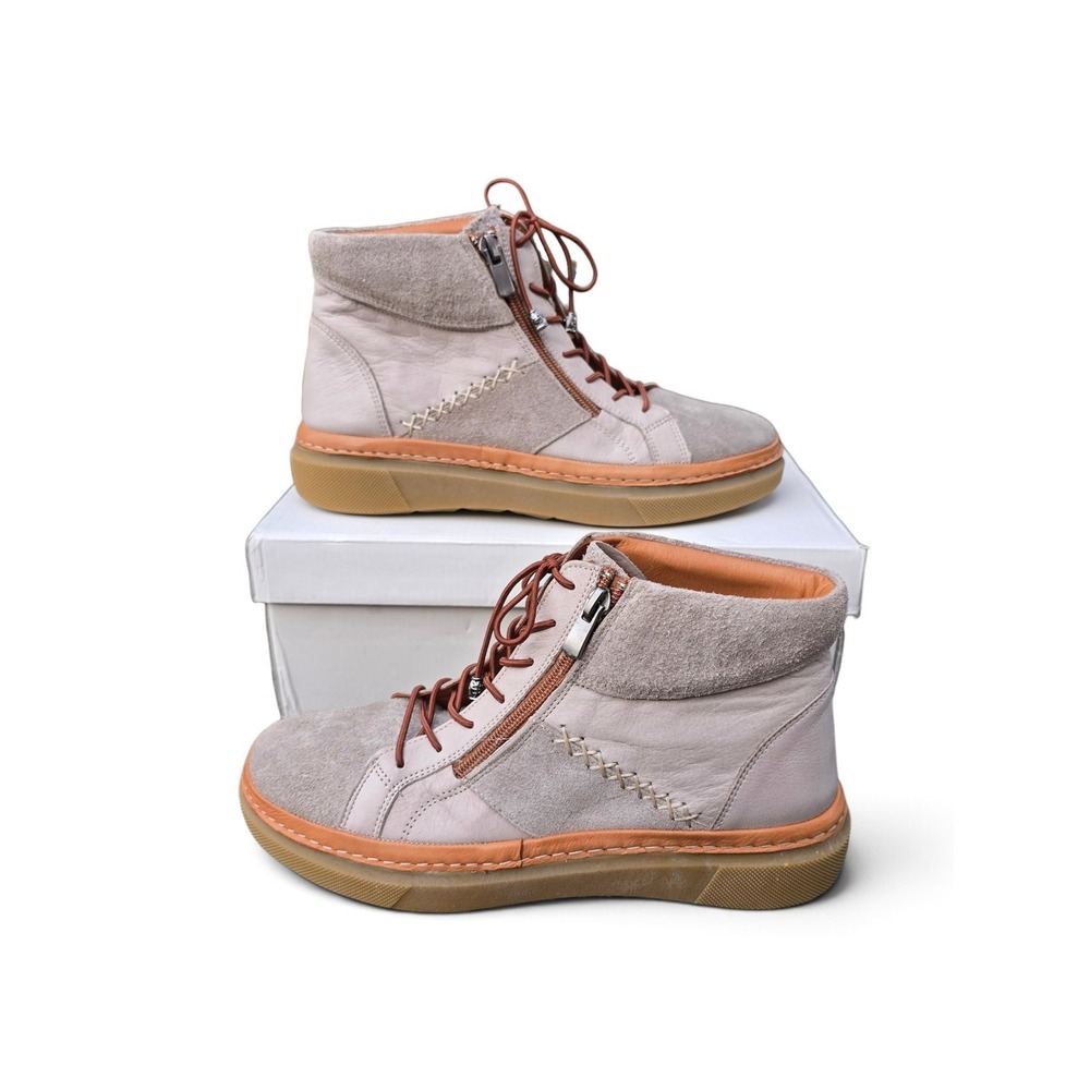 Bernie Mev Esrella Sand Leather Suede Zip Ankle Boots EU 39 (Run Small - SZ 8)